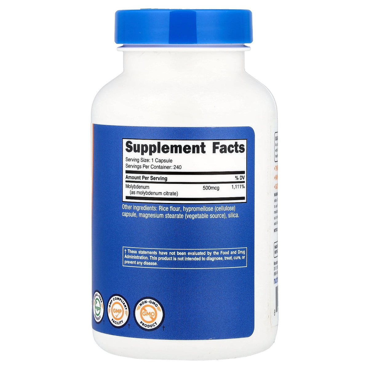 Nutricost, Molybdenum , 500 mcg, 240 Capsules