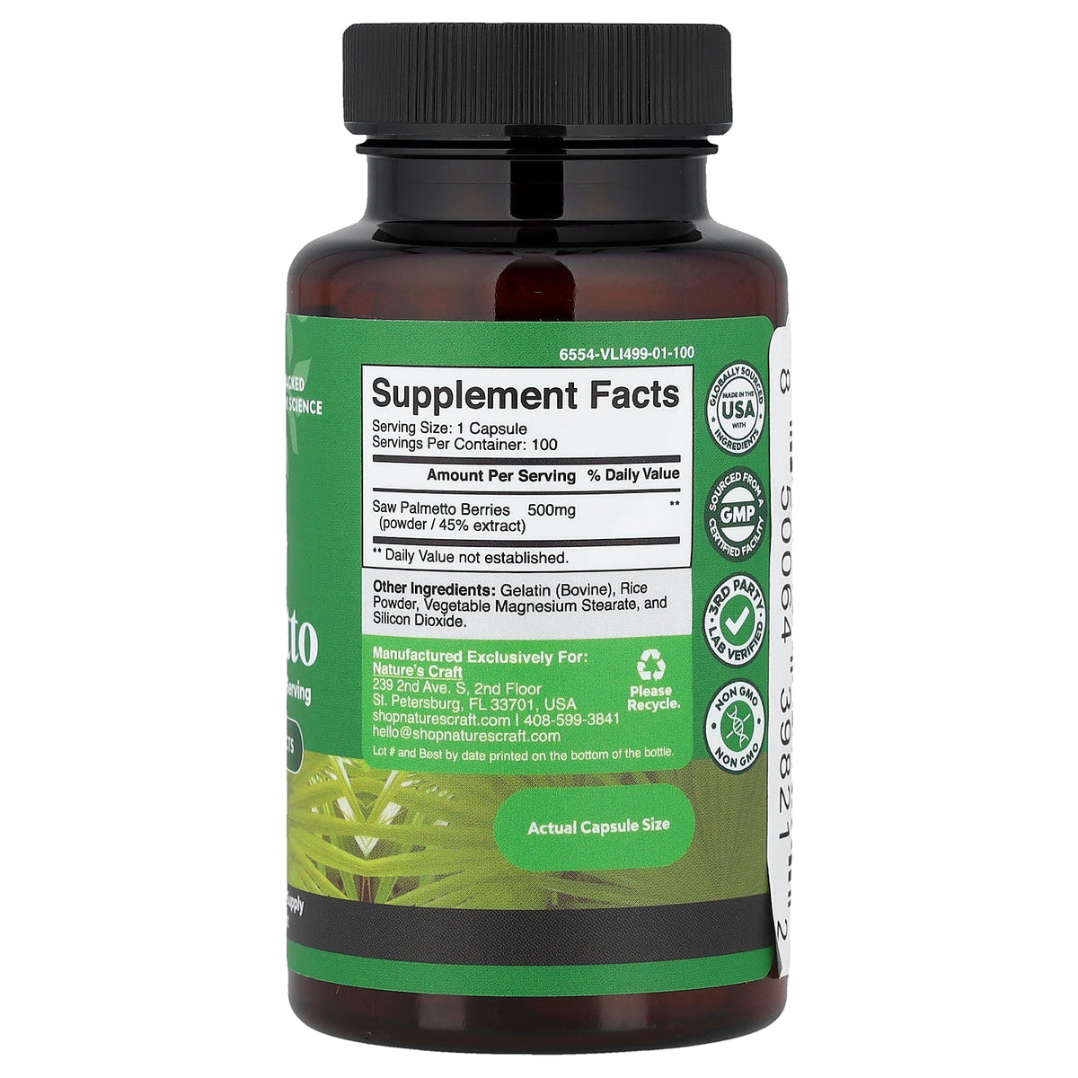Nature's Craft, Saw Palmetto, 500 mg, 100 Capsules