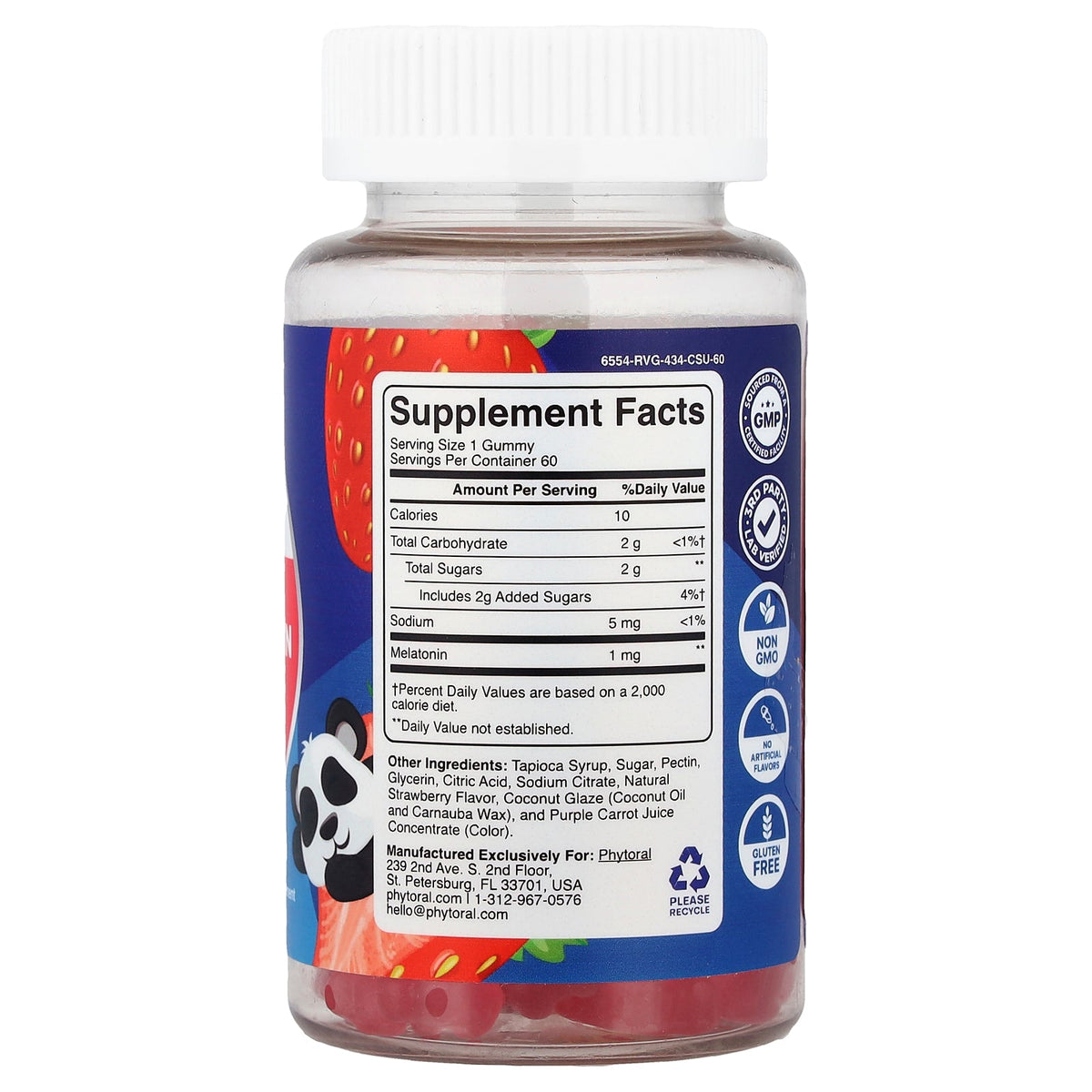 Phytoral, Kids, Melatonin Gummies, Strawberry, 60 Gummies (1 mg per Gummy)