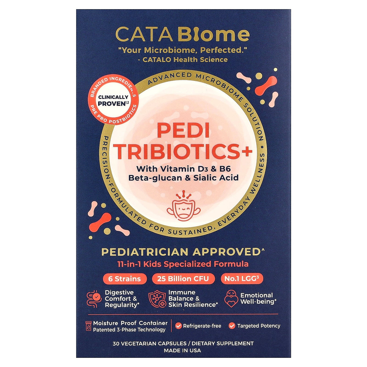 CATALO, CATABiome, Pedi Tribiotics+, 30 Vegetarian Capsules
