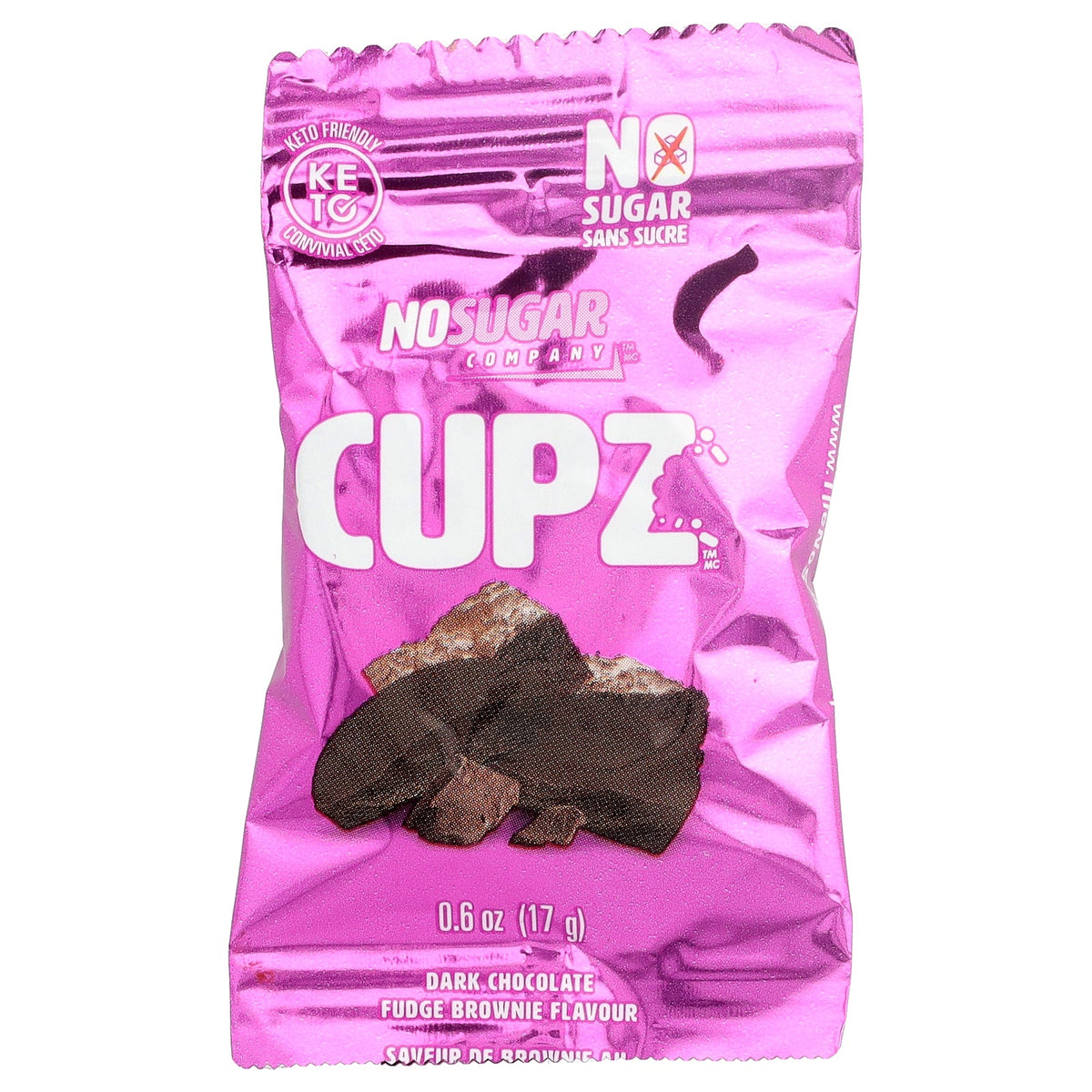 No Sugar Company, Cupz™, Dark Chocolate Fudge Brownie, 10 Packs, 0.6 oz (17 g) Each