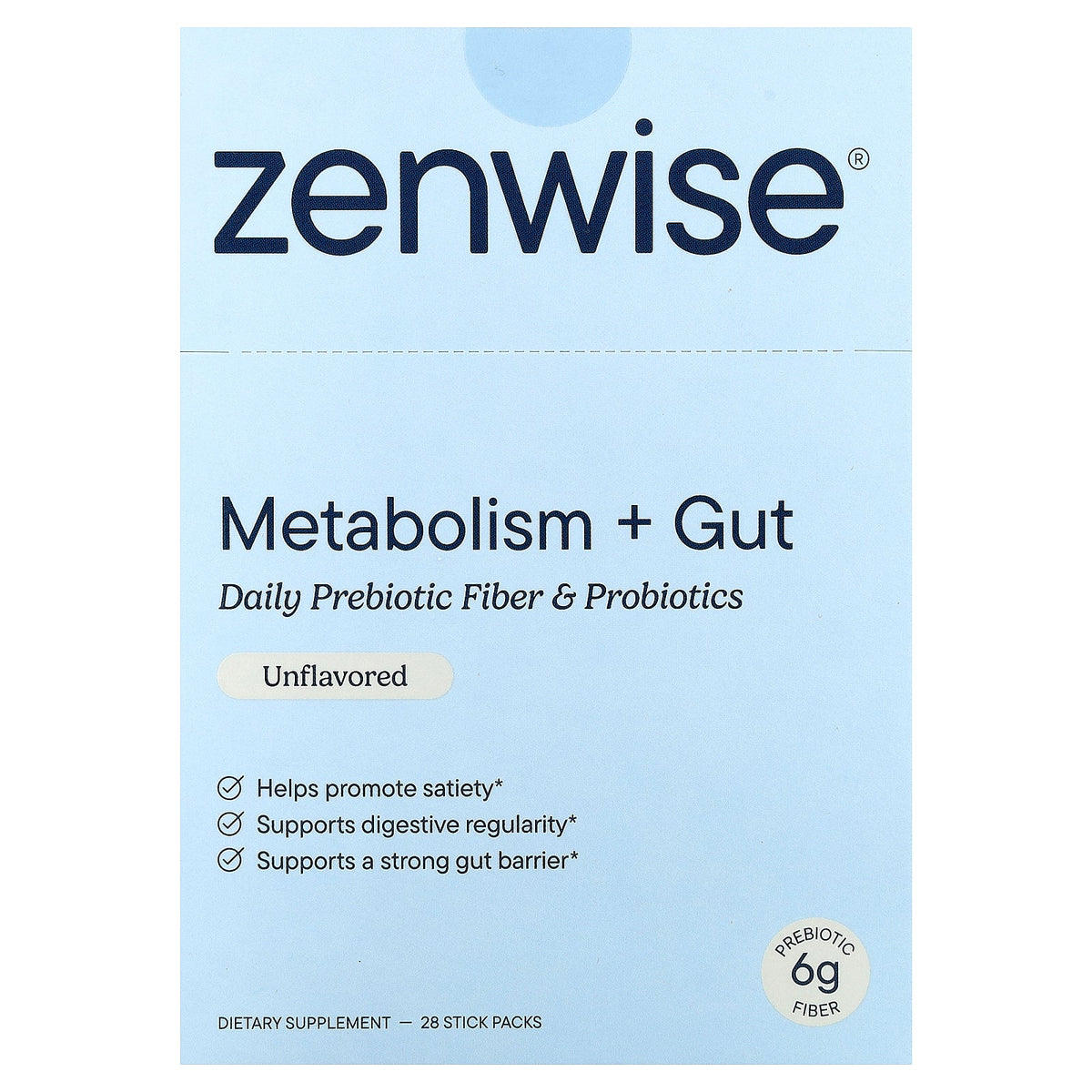 Zenwise Health, Metabolism + Gut, Unflavored, 28 Stick Packs, 0.2 oz (6 g) Each