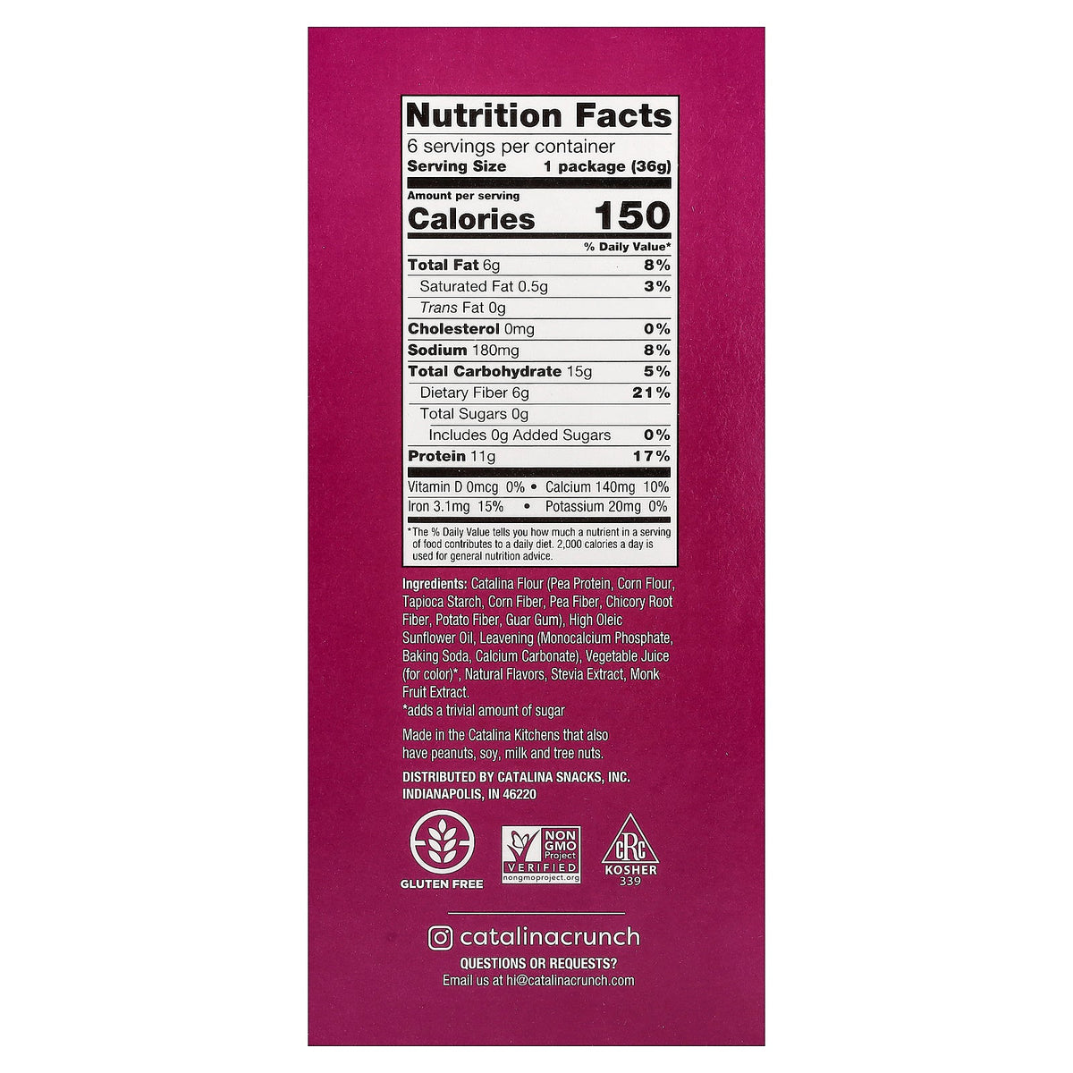 Catalina Crunch, Protein Cereal, Snack Size, Fruity, 6 Pouches, 1.27 oz (36 g) Each