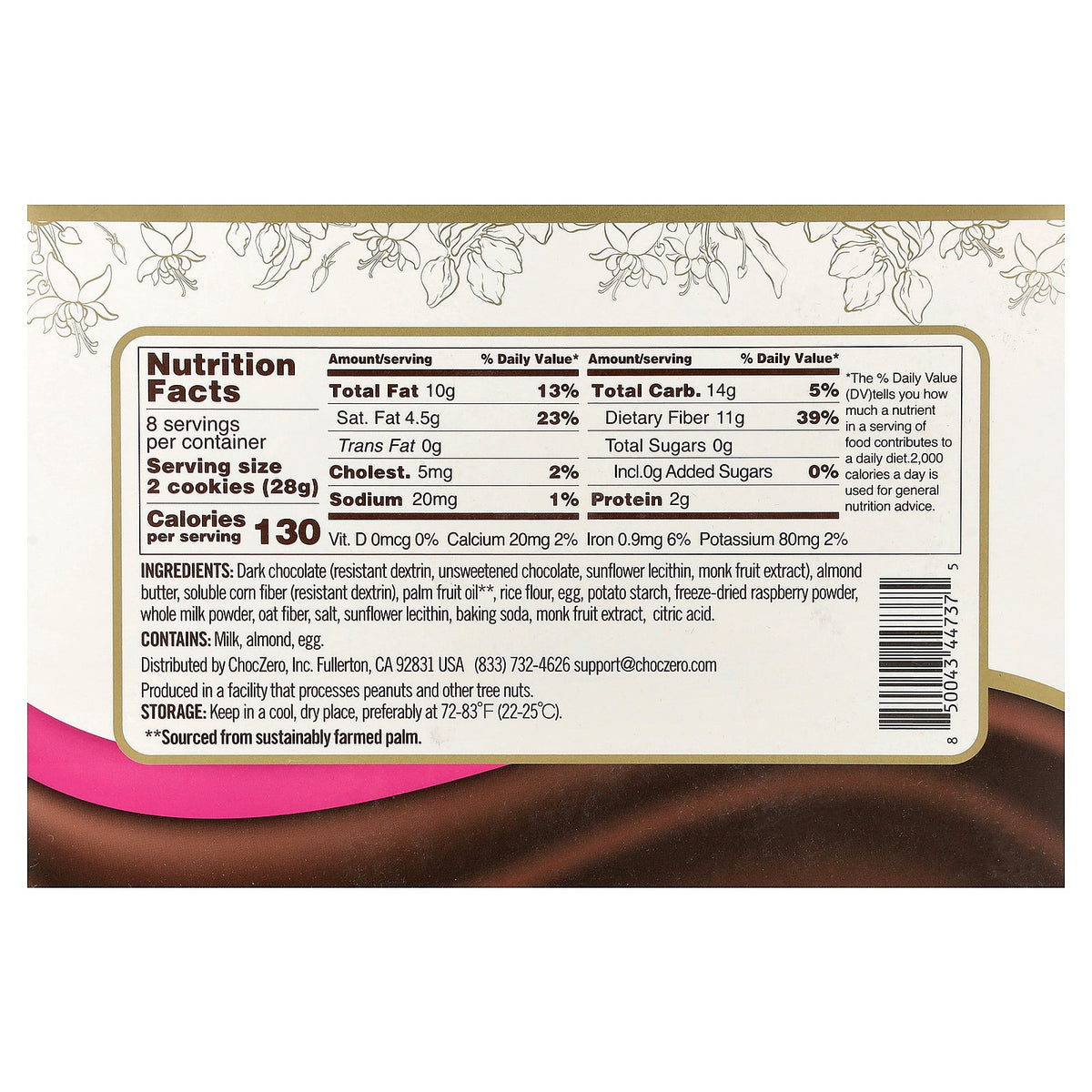 ChocZero, Premium Cookies, Jolies, Raspberry, 16 Packs, 0.5 oz (14 g) Each