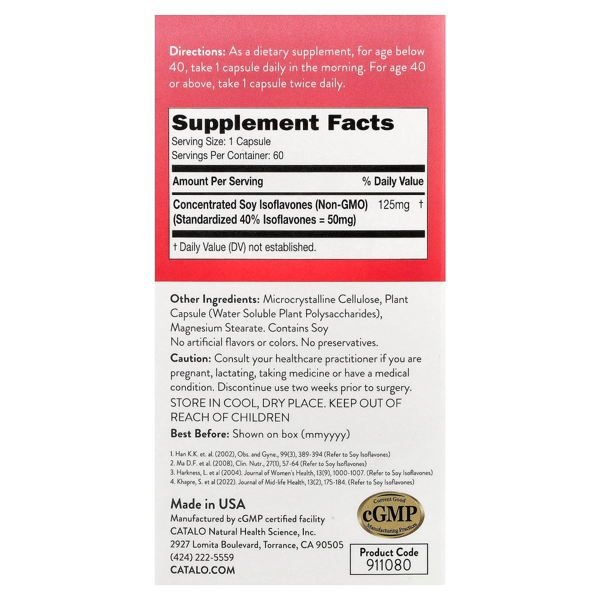 CATALO, Women's Soy Isoflavones, 125 mg, 60 Vegetarian Capsules