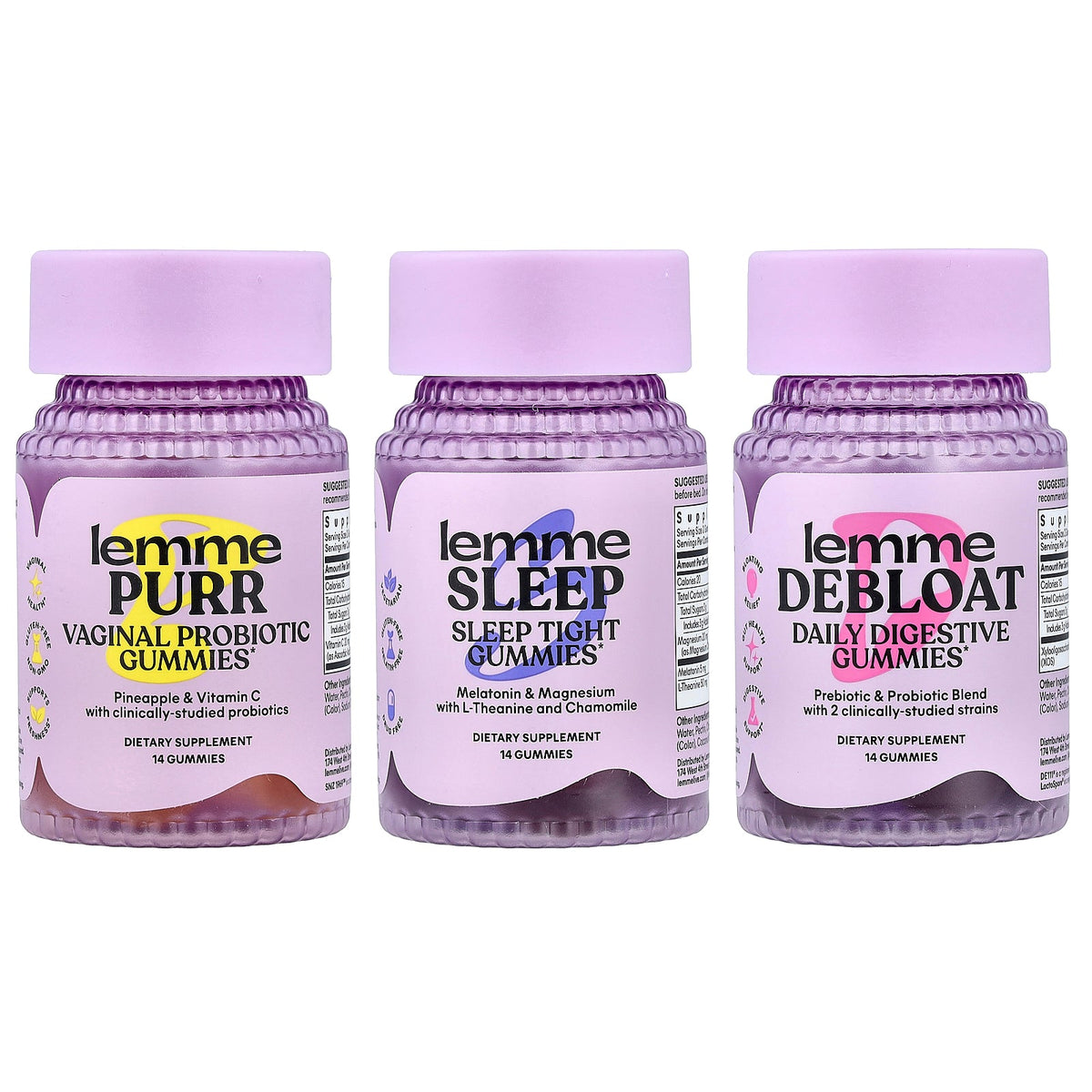 Lemme, Bestsellers, 3 Bottles, 14 Gummies Each