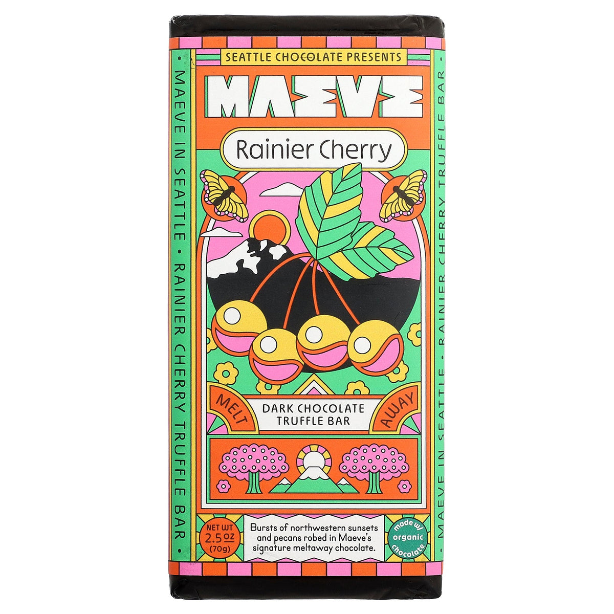 Maeve Chocolate, Dark Chocolate Truffle Bar, Rainier Cherry, 2.5 oz (70 g)