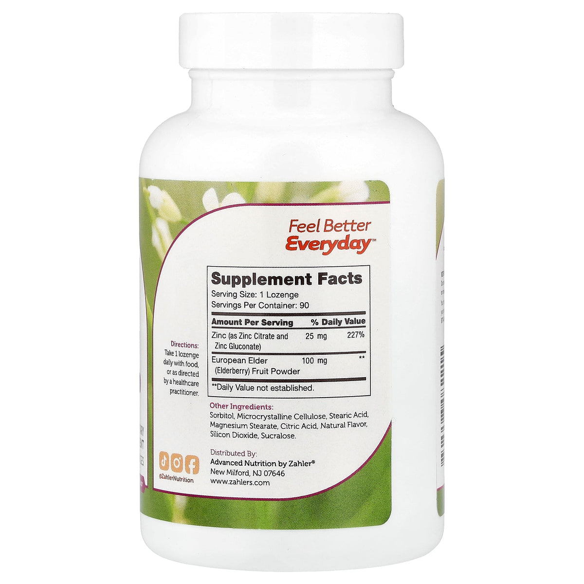 Zahler, Zinc Lozenges, Bioactive Zinc & Elderberry, Elderberry, 90 Lozenges