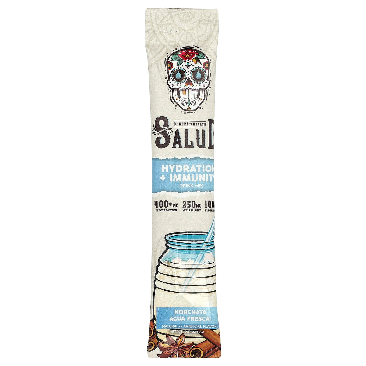 Salud, Hydration + Immunity Drink Mix, Horchata Agua Fresca, 15 Stick Packs, 0.21 oz (6 g) Each
