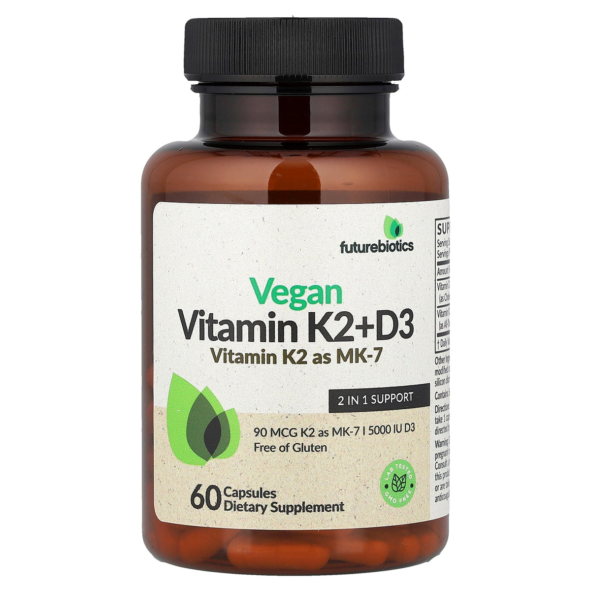Futurebiotics, Vegan Vitamin K2 + D3, 60 Capsules