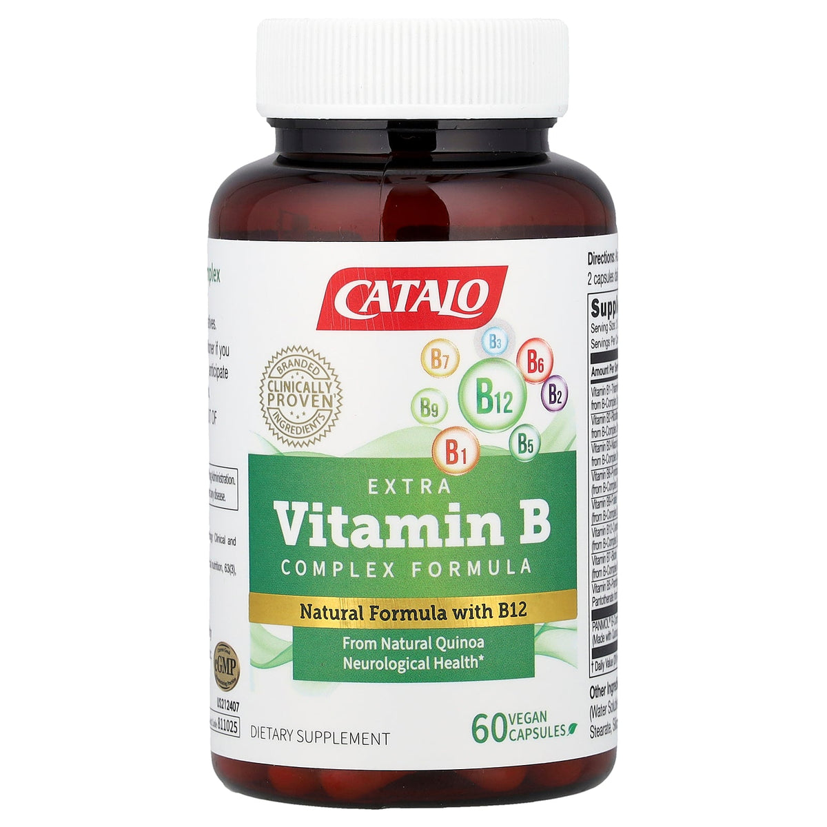 CATALO, Extra Vitamin B Complex Formula, 60 Vegan Capsules