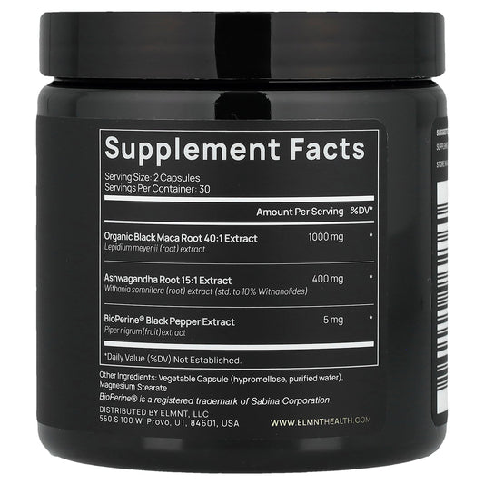TERRA ELMNT, Black Maca + Ashwagandha, 60 Capsules
