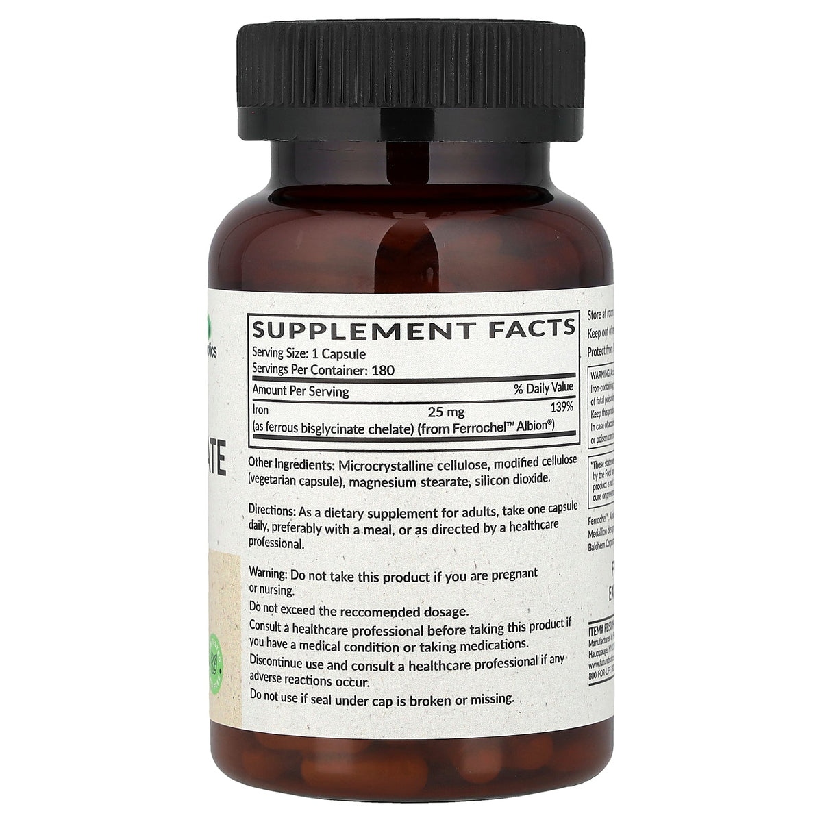 Futurebiotics, Iron Bisglycinate, 25 mg, 180 Vegetarian Capsules