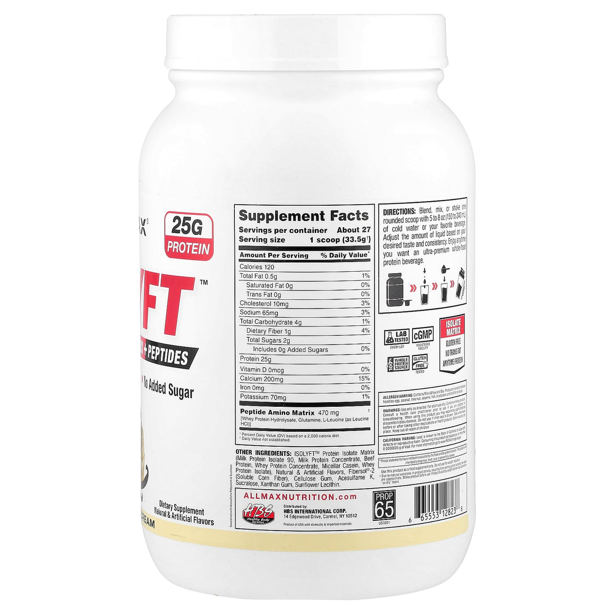 ALLMAX, IsoLyft™, Protein Isolate Matrix + Peptides, Vanilla Ice Cream, 2 lbs (907 g)