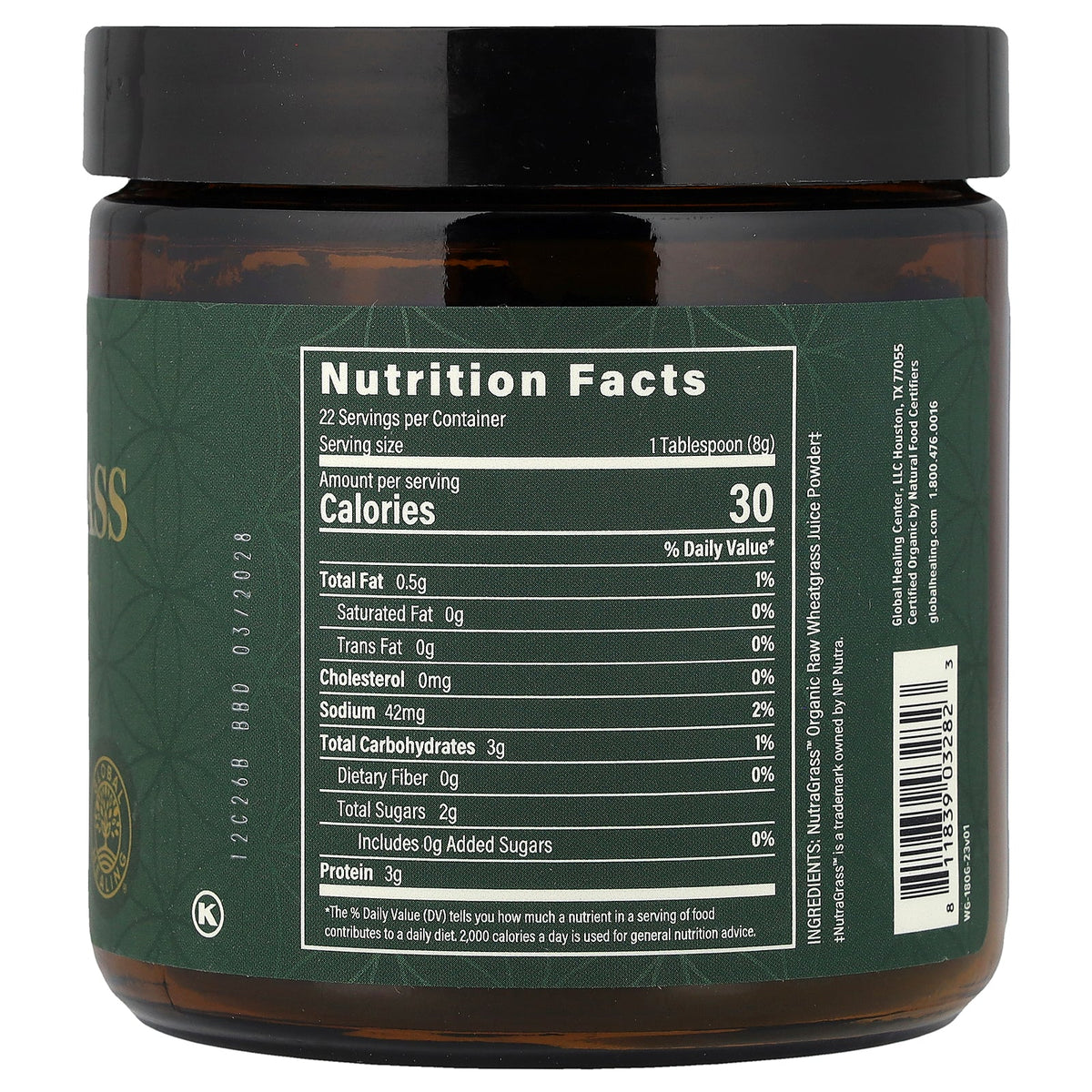 Global Healing, Organic Wheatgrass, 6.3 oz (180 g)