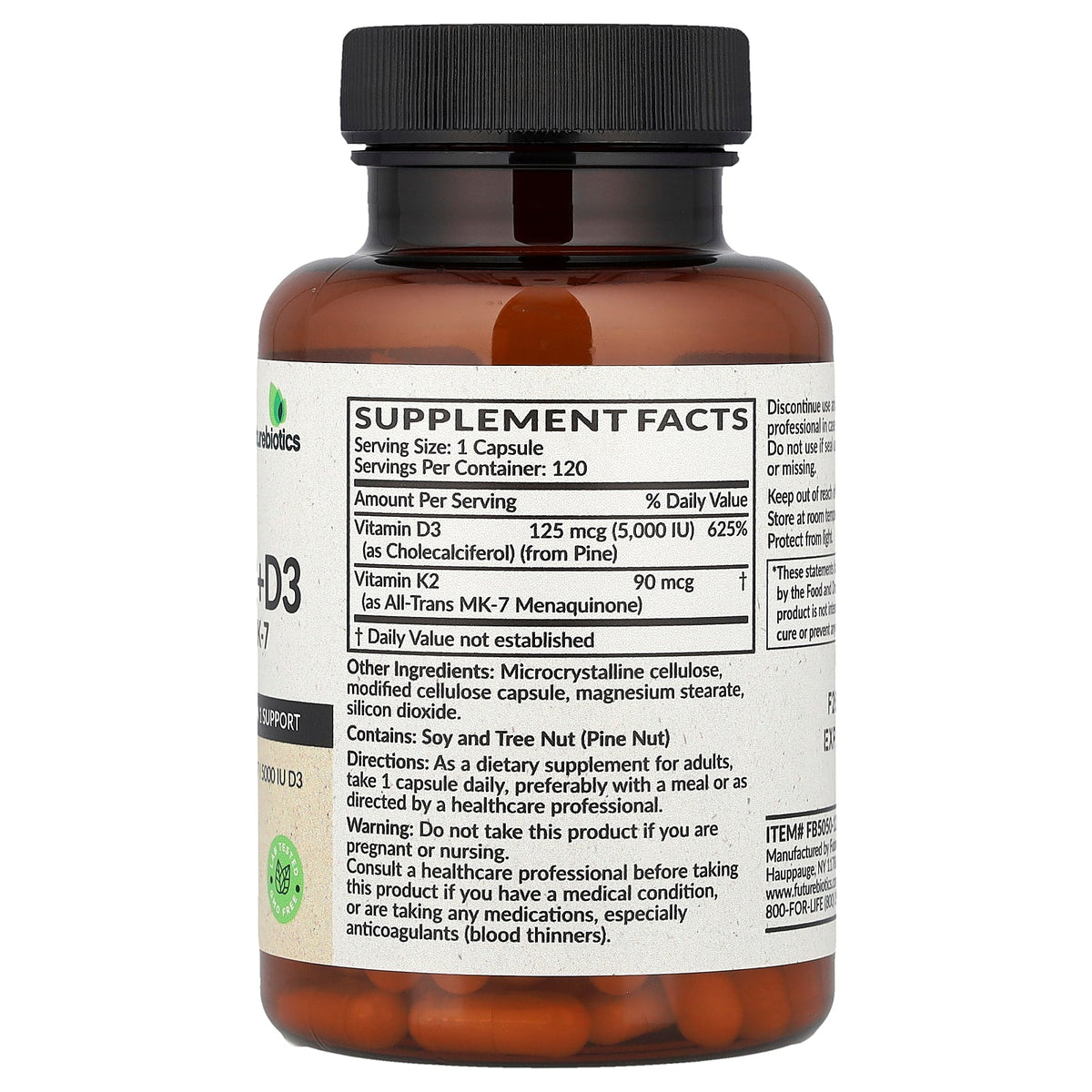 Futurebiotics, Vegan Vitamin K2 + D3, 120 Capsules