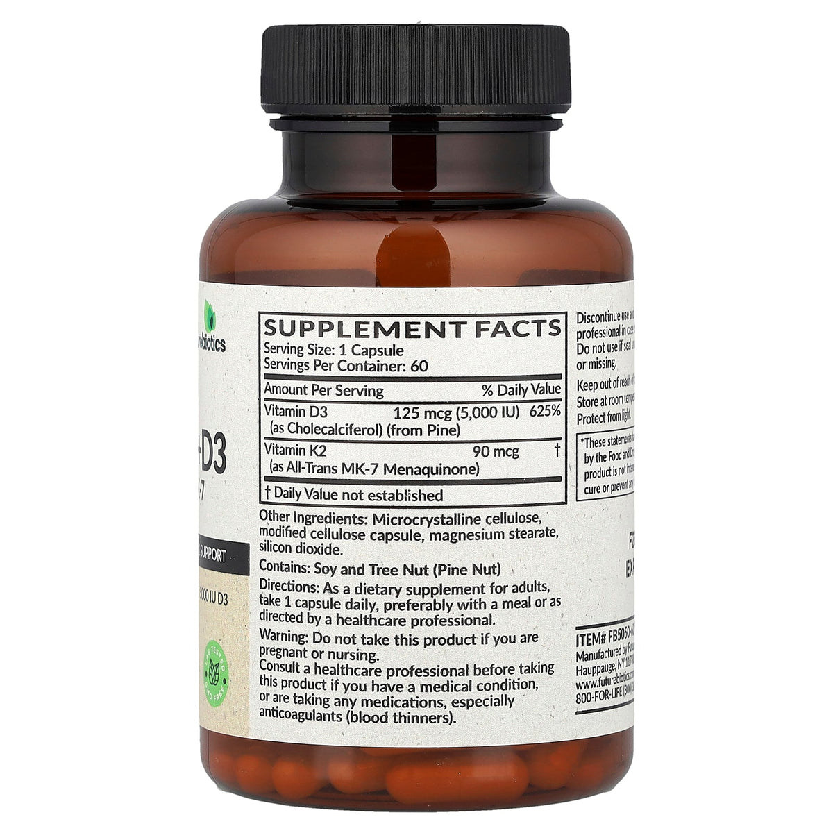 Futurebiotics, Vegan Vitamin K2 + D3, 60 Capsules