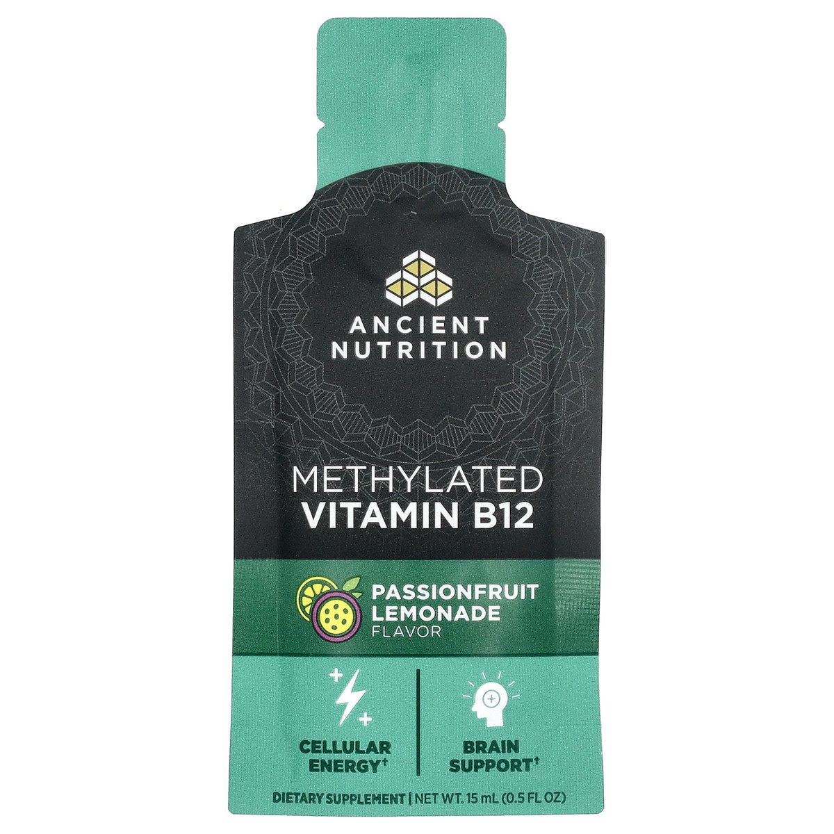 Ancient Nutrition, Methylated B12, Passionfruit Lemonade, 15 Gel Packs, 0.5 fl oz (15 ml) Each