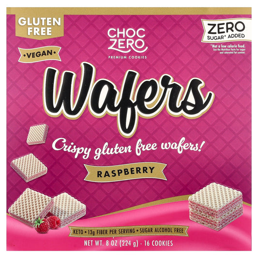 ChocZero, Premium Cookies, Wafers, Raspberry, 16 Cookies, 8 oz (224 g)