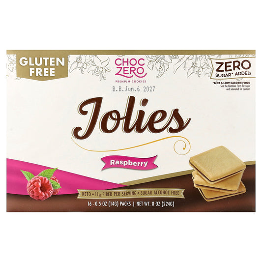 ChocZero, Premium Cookies, Jolies, Raspberry, 16 Packs, 0.5 oz (14 g) Each