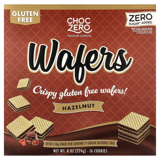 ChocZero, Premium Cookies, Wafers, Hazelnut, 16 Cookies, 8 oz (224 g)