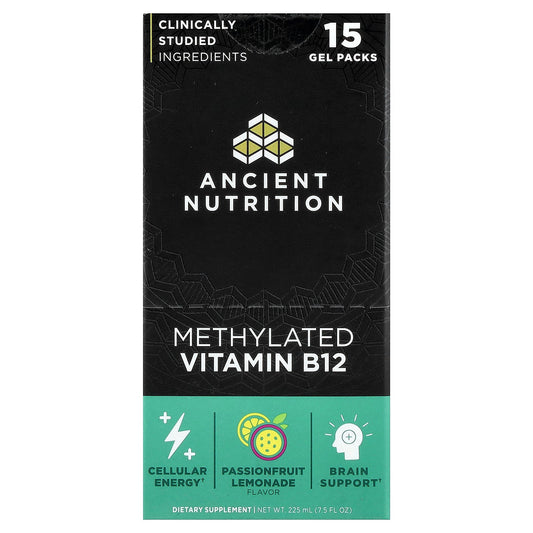 Ancient Nutrition, Methylated B12, Passionfruit Lemonade, 15 Gel Packs, 0.5 fl oz (15 ml) Each
