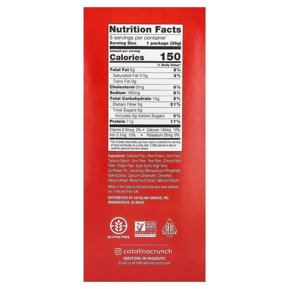 Catalina Crunch, Protein Cereal, Snack Size, Cinnamon Toast, 6 Pouches, 1.27 oz (36 g) Each