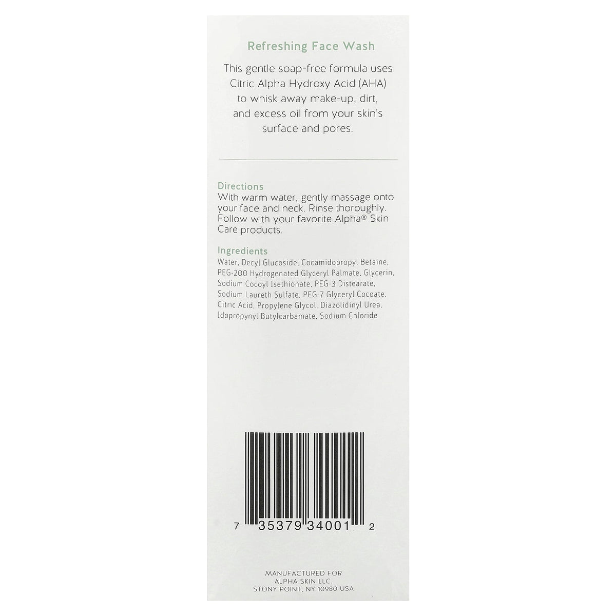Alpha Skin Care, Refreshing Face Wash, For All Skin Types, 6 fl oz (177 ml)
