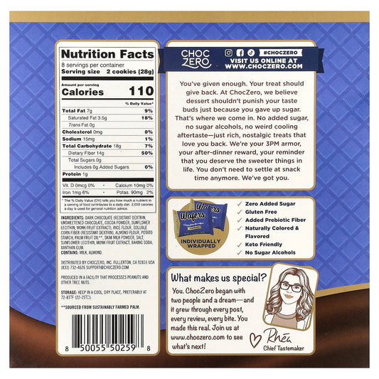 ChocZero, Premium Cookies, Wafers, Chocolate, 16 Cookies, 8 oz (224 g)