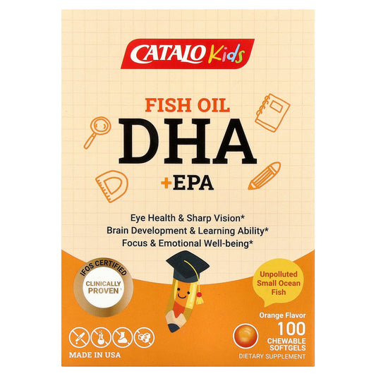 CATALO, Kids Fish Oil DHA + EPA, Orange, 100 Chewable Softgels