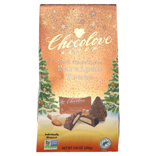 Chocolove, Dark Chocolate Marzipan Trees, 55% Cocoa, 7.05 oz (200 g)