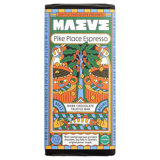 Maeve Chocolate, Dark Chocolate Truffle Bar, Pike Place Espresso, 2.5 oz (70 g)