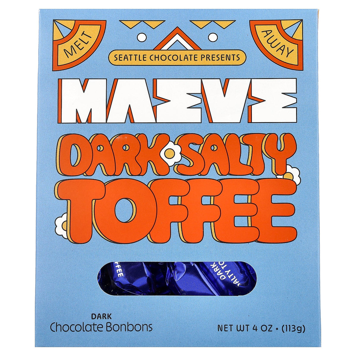 Maeve Chocolate, Dark Chocolate Bonbons, Dark Salty Toffee, 4 oz (113 g)