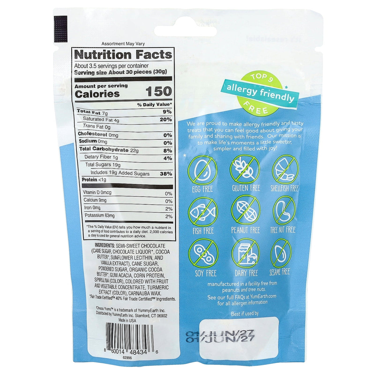 YumEarth, Dairy-Free Choco Yums, Chocolate Candies, 4 oz (113 g)