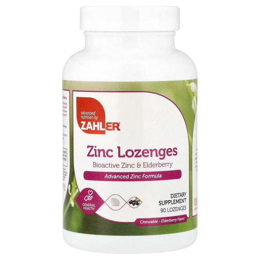 Zahler, Zinc Lozenges, Bioactive Zinc & Elderberry, Elderberry, 90 Lozenges