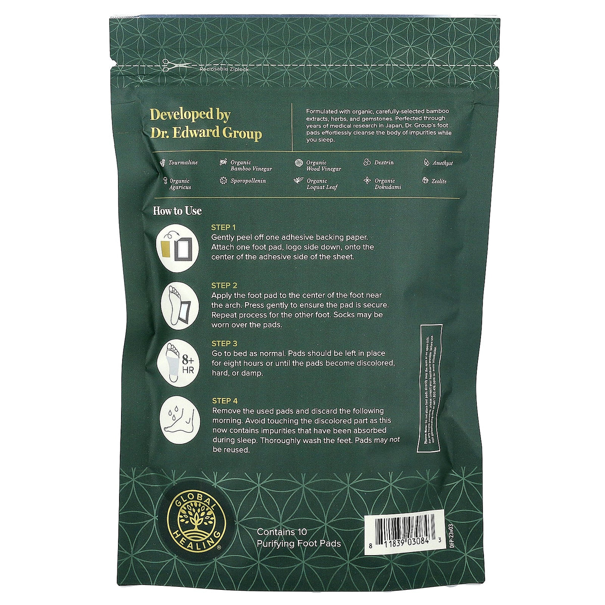 Global Healing, Dr. Group's Cleansing Foot Pads, 10 Pads