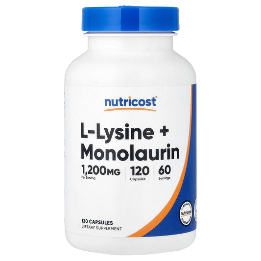 Nutricost, L-Lysine + Monolaurin, 120 Capsules