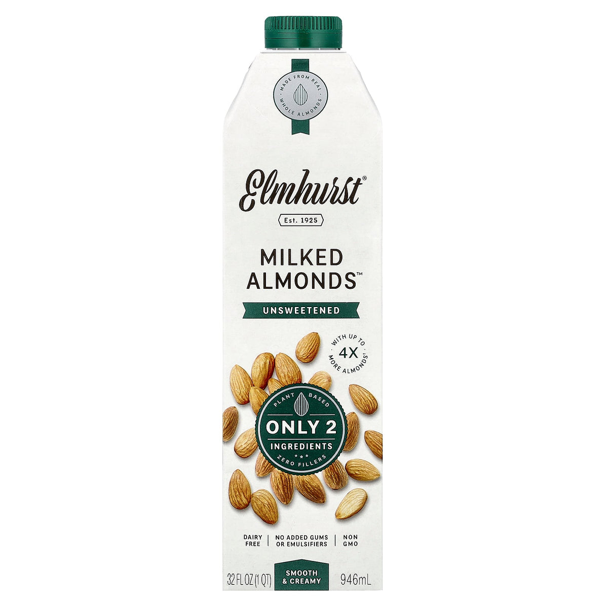 Elmhurst, Milked Almonds™, Unsweetened, 32 fl oz (946 ml)
