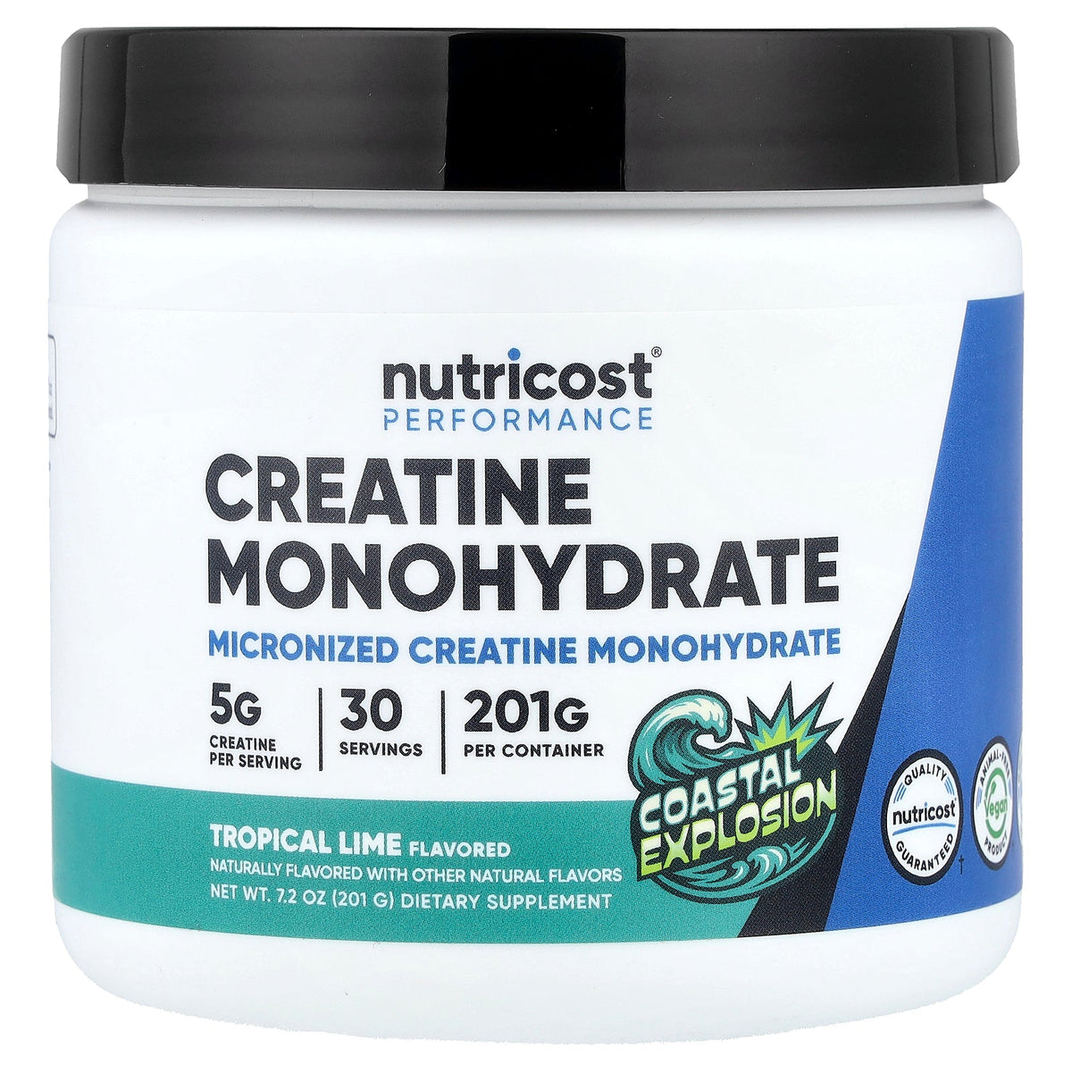 Nutricost, Performance, Creatine Monohydrate, Coastal Explosion Tropical Lime, 7.2 oz (201 g)