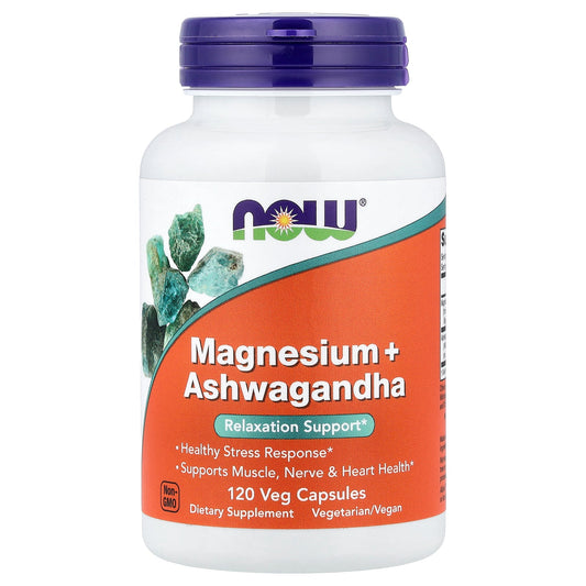 NOW Foods, Magnesium + Ashwagandha, 120 Veg Capsules