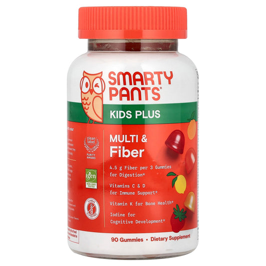 SmartyPants, Kids Plus, Multi & Fiber Gummies, Strawberry, Orange & Lemon, 90 Gummies